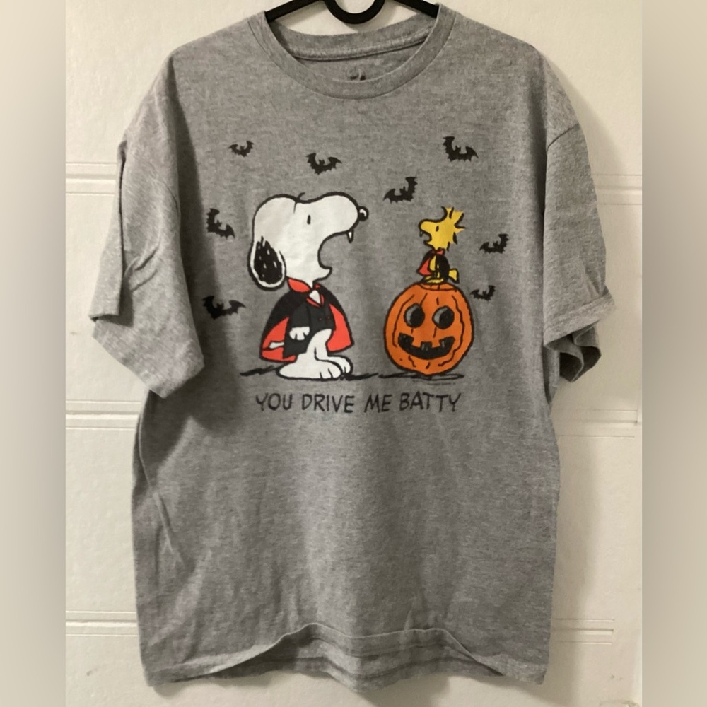 Snoopy Woodstock Halloween You Drive Me Batty Shirt Large Women’s Peanuts